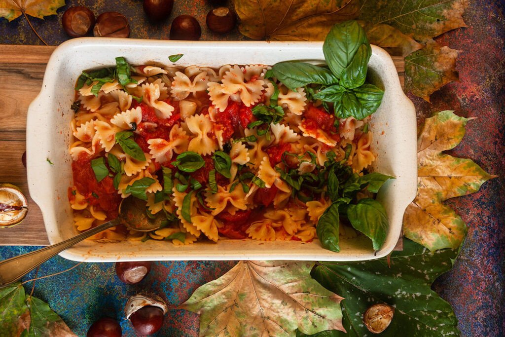 makaron z pieczonymi pomidorami